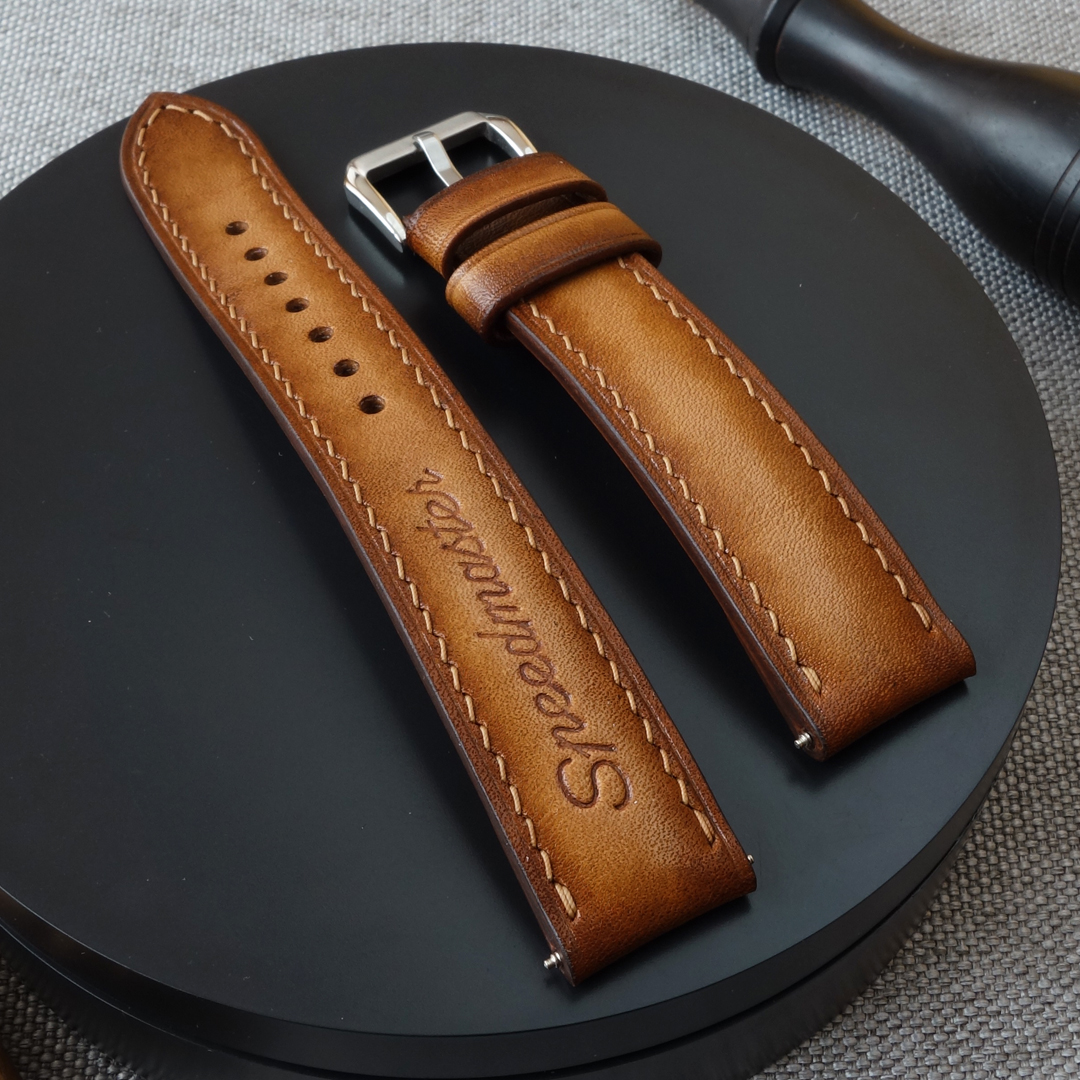Watch strap for OMEGA Speedmaster, light brown leather - Image 3