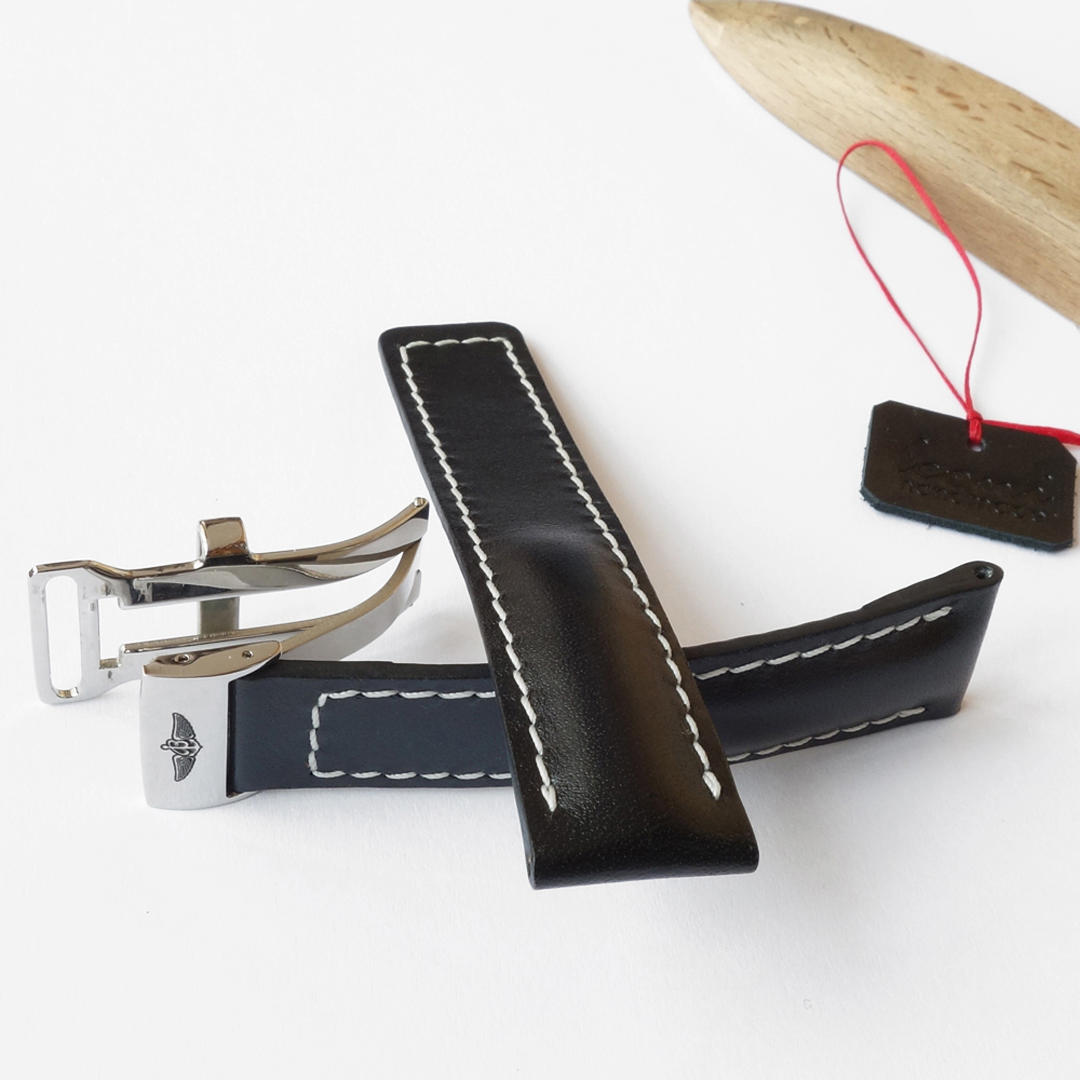 Black Watch Strap for Breitling, TAG Heuer - Image 2