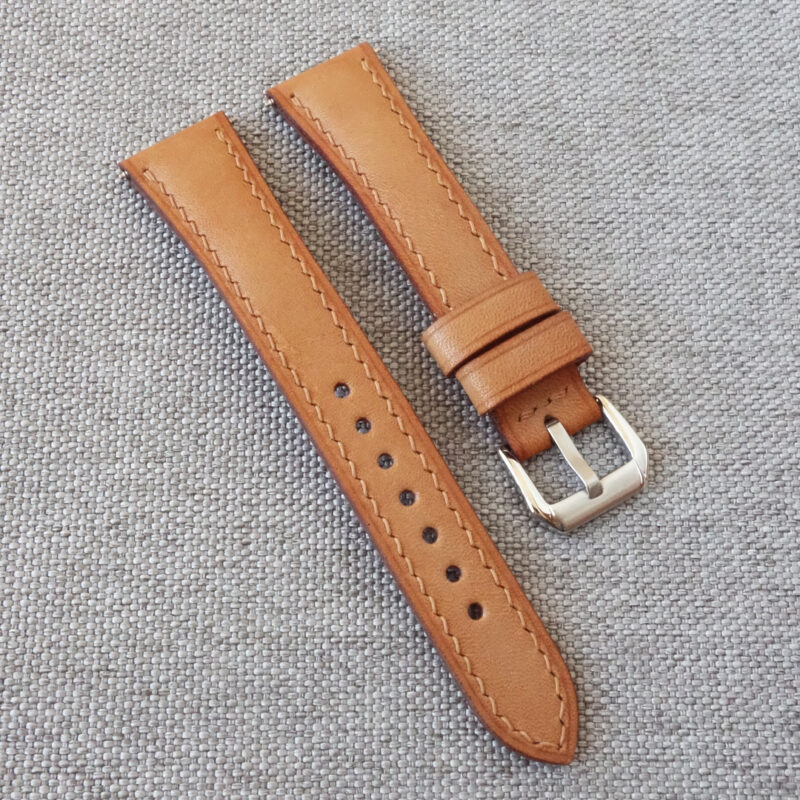 Beige leather watch strap. 100% handmade, classic, casual style. Fit for many wristwatches. It will be a good addition to your watches: Rolex, Tudor, TAG Heuer, Seiko, Omega, IWC, Breitling, Tissot and other fine models.