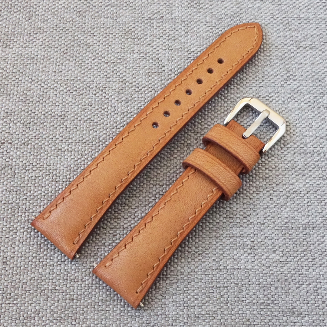 Beige leather watch strap - Image 2