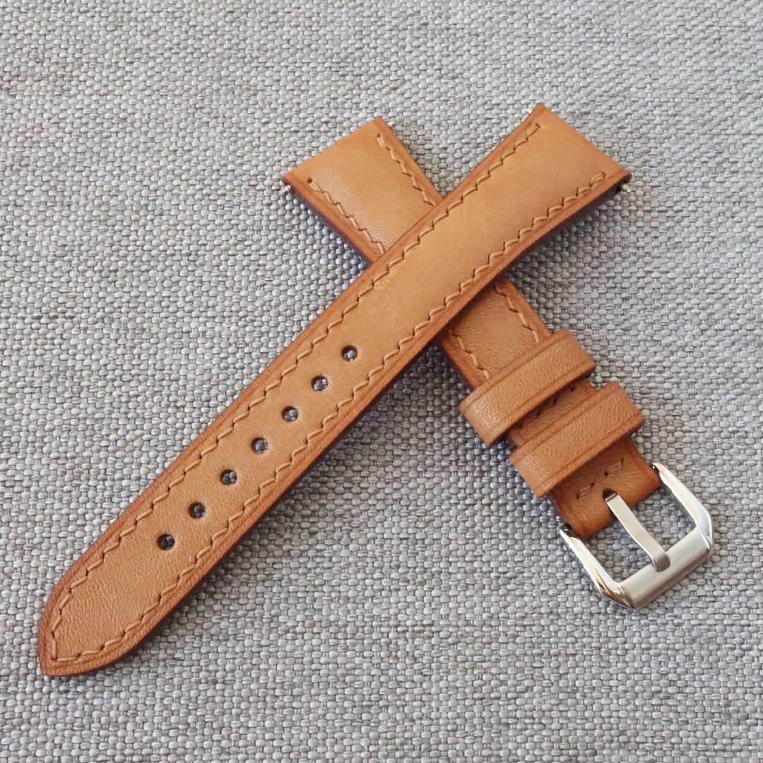 Beige leather watch strap - Image 3