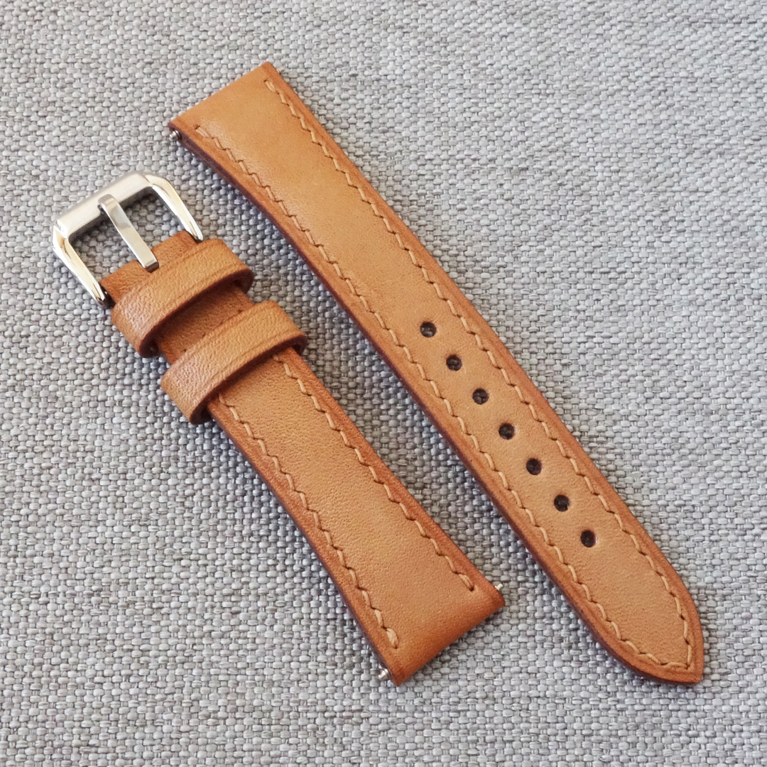 Beige leather watch strap. 100% handmade, classic, casual style. Fit for many wristwatches. It will be a good addition to your watches: Rolex, Tudor, TAG Heuer, Seiko, Omega, IWC, Breitling, Tissot and other fine models.