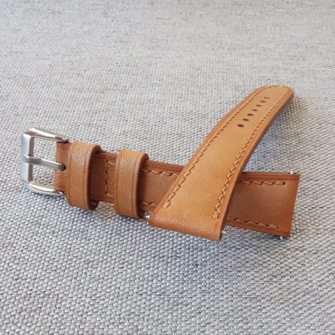 Beige leather watch strap. 100% handmade, classic, casual style. Fit for many wristwatches. It will be a good addition to your watches: Rolex, Tudor, TAG Heuer, Seiko, Omega, IWC, Breitling, Tissot and other fine models.