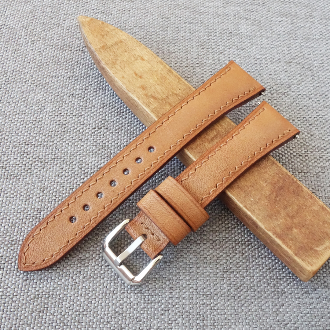 Beige leather watch strap - Image 8