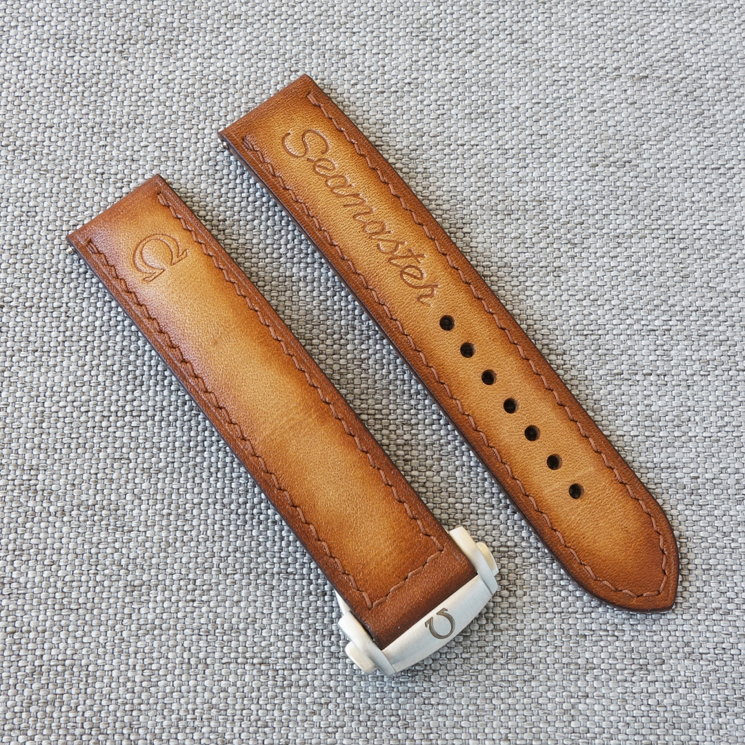 Omega Seamaster light brown leather watch strap 11