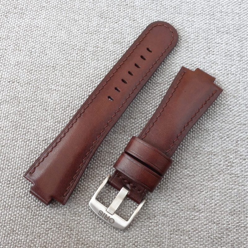 Watch strap for ORIS Aquis, brown leather handmade