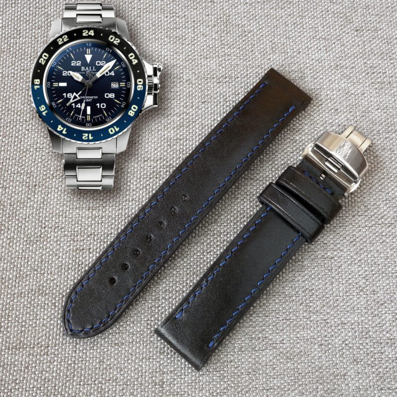 100% handmade leather watch strap for Ball Engineer Hydrocarbon. Fit Original, AeroGMT II, and other models.