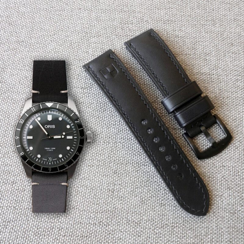 Сlassic handmade strap for Oris watch. Replacement watchband. Fits most Oris models: Divers, Candy, Big Crown, Artelier, ProPilot X, Big Crown ProPilot. "Oris Shield" Embossing. • Material: Full grain genuine leather