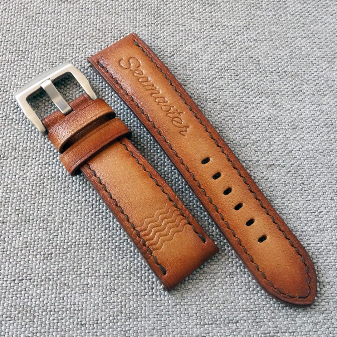 Tan leather watch strap for OMEGA Seamaster - Image 2