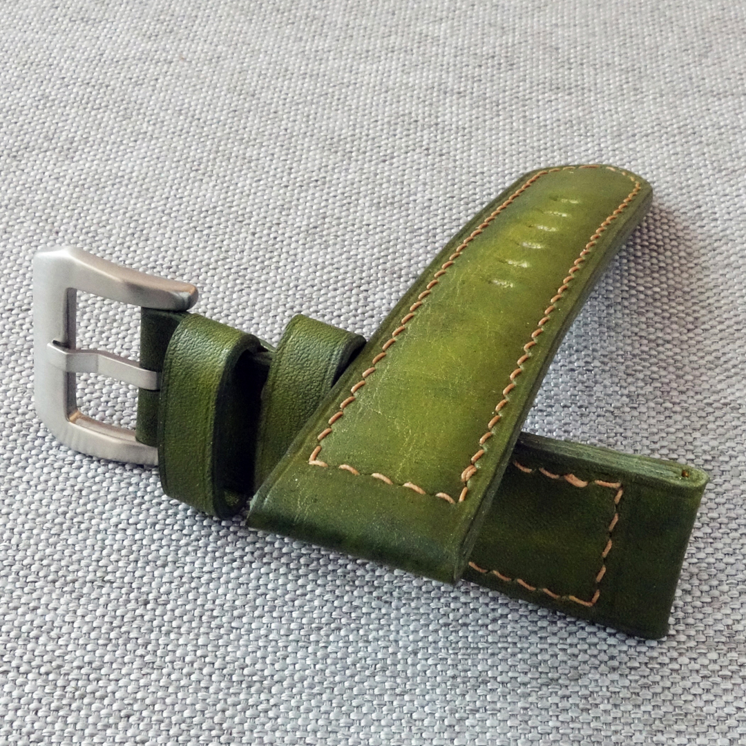 Olive leather PAM watch strap, Panerai style - Image 7