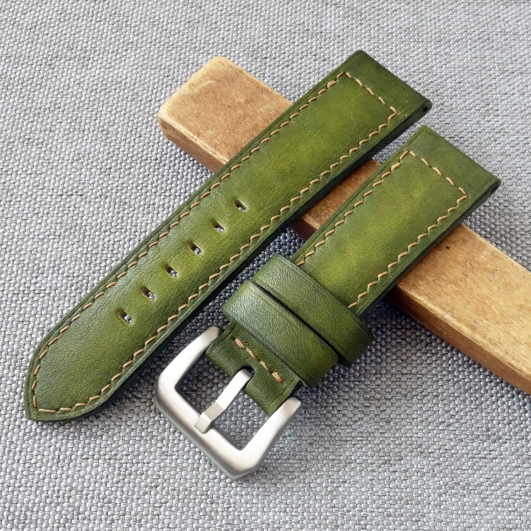 Olive leather PAM watch strap, Panerai style - Image 6