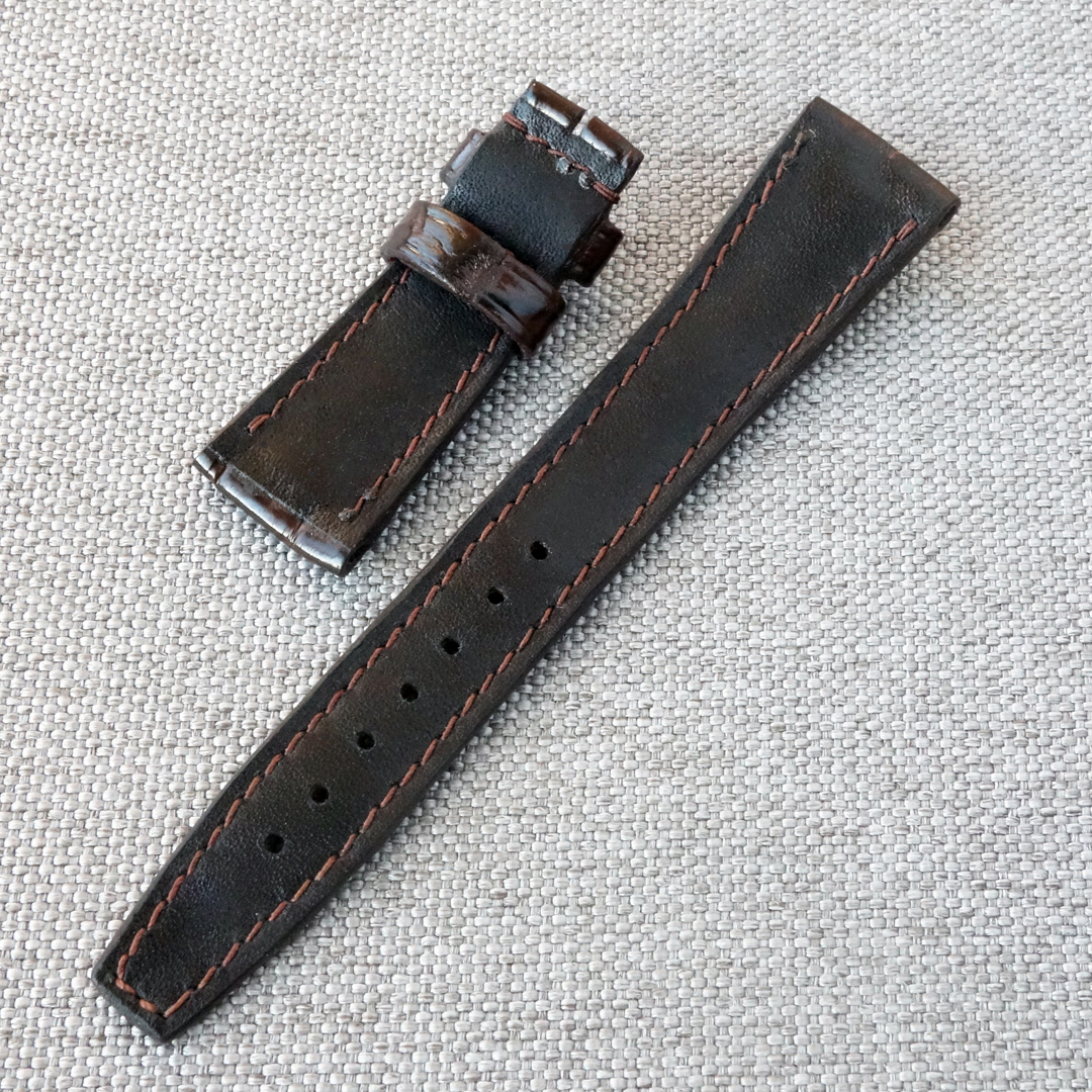 Brown crocodile leather watch strap - Image 6