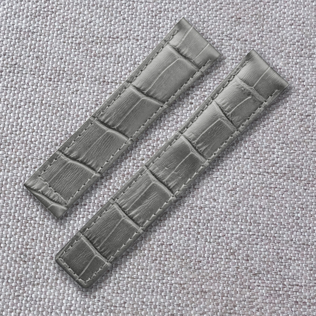 Handmade Gray crocodile alligator leather watch strap for Breitling, and any watches with deployment clasp. Lug size: 24, 22mm / Clasp width: 20mm Suitable for Breitling models: Avenger, B01, Chronomat, Galactic, Navitimer, Superocean, Heritage, Colt, Professional, Blackbird, Transocean Material: top quality genuine crocodile / alligator leather.