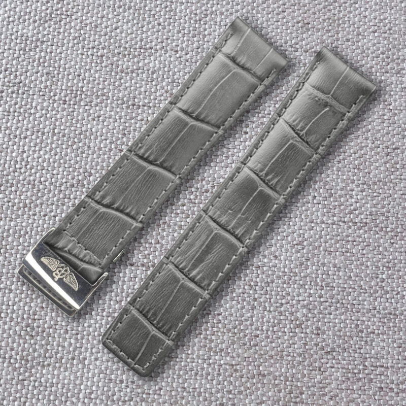 Handmade Gray crocodile alligator leather watch strap for Breitling, and any watches with deployment clasp. Lug size: 24, 22mm / Clasp width: 20mm Suitable for Breitling models: Avenger, B01, Chronomat, Galactic, Navitimer, Superocean, Heritage, Colt, Professional, Blackbird, Transocean Material: top quality genuine crocodile / alligator leather.