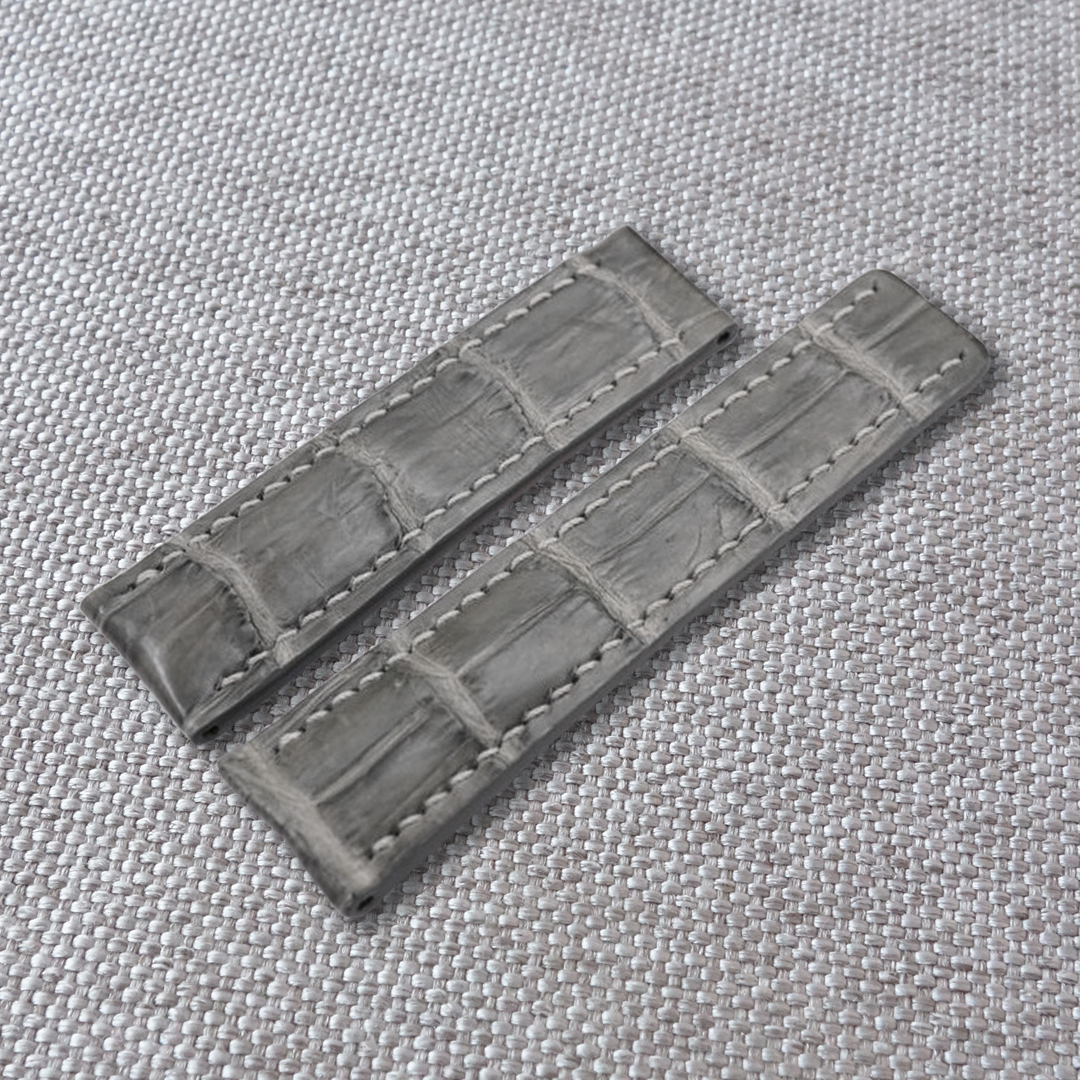 Handmade Gray crocodile alligator leather watch strap for Breitling - Image 3
