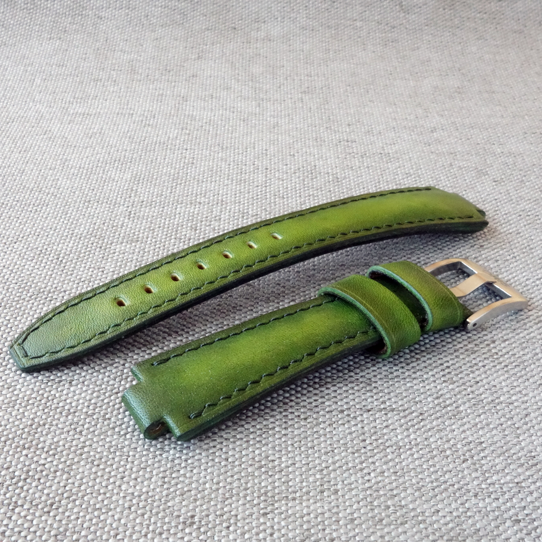 Handmade green leather watch strap for ORIS Aquis - Image 7