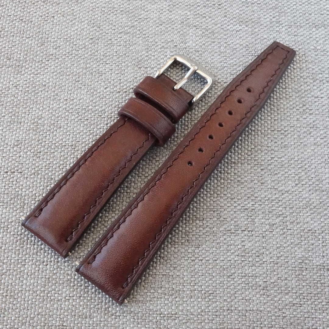 Handmade watch strap, brown leather. Retro, vintage "tropic" style. Replacement watchband. Fits most watches with 20mm lug width. Seiko, Rolex, Tudor, Omega, IWC, Citizen, TAG Heuer, Other Models. 