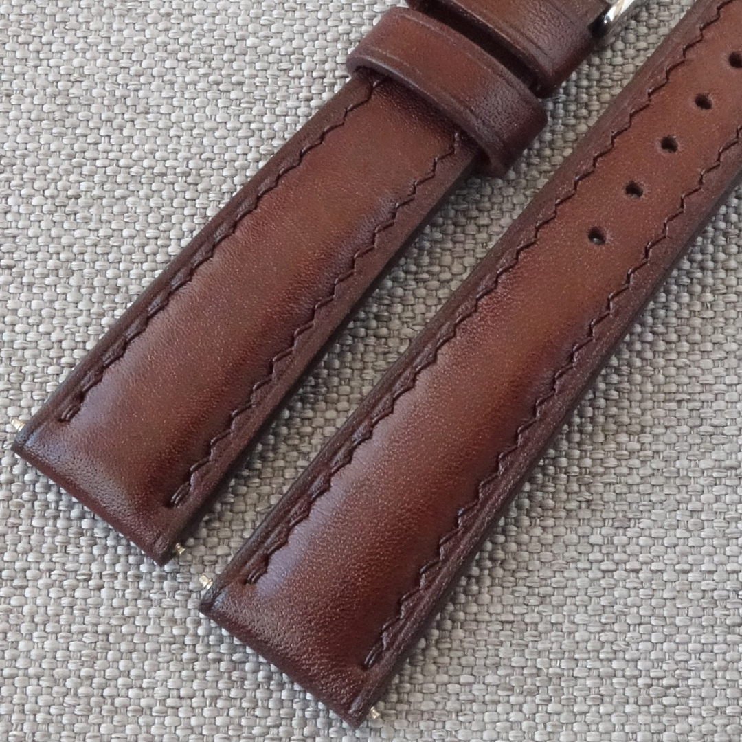 Handmade watch strap, brown leather. Retro, vintage "tropic" style. Replacement watchband. Fits most watches with 20mm lug width. Seiko, Rolex, Tudor, Omega, IWC, Citizen, TAG Heuer, Other Models. 