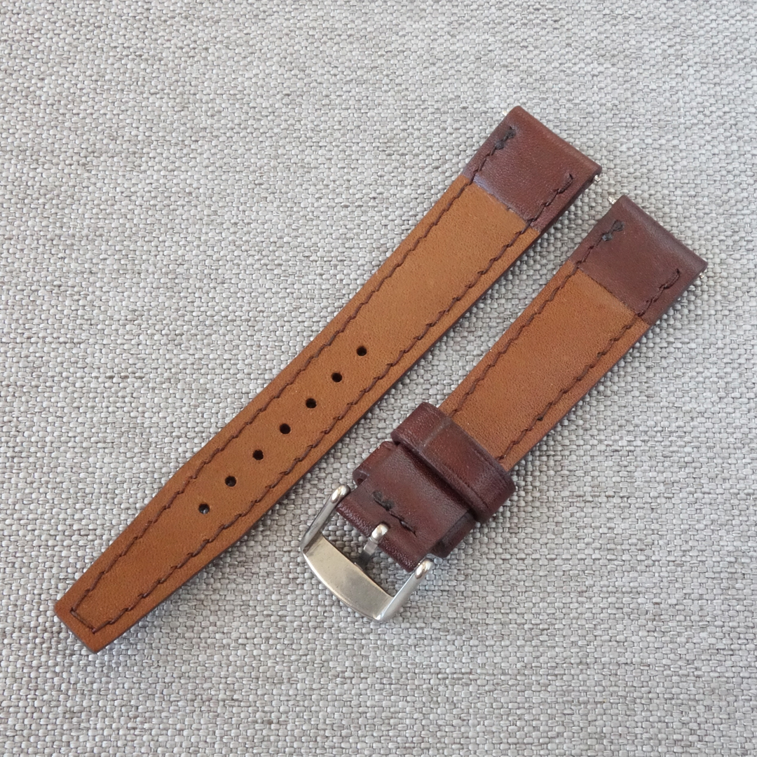 Handmade watch strap, brown leather. Retro, vintage "tropic" style. Replacement watchband. Fits most watches with 20mm lug width. Seiko, Rolex, Tudor, Omega, IWC, Citizen, TAG Heuer, Other Models. 
