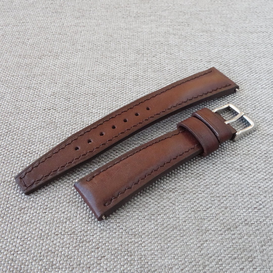 Handmade watch strap, brown leather. Retro, vintage "tropic" style. Replacement watchband. Fits most watches with 20mm lug width. Seiko, Rolex, Tudor, Omega, IWC, Citizen, TAG Heuer, Other Models. 