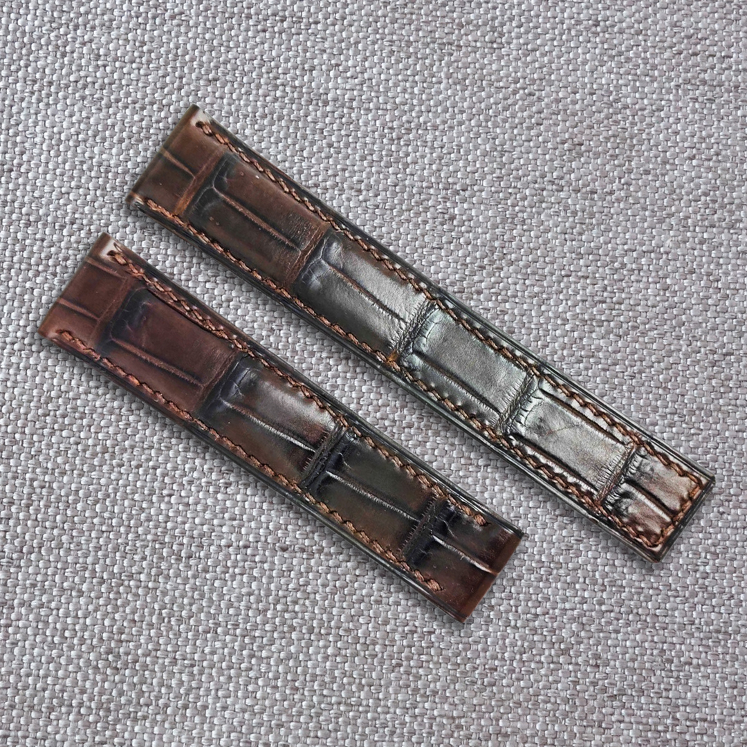 Brown crocodile alligator leather watch strap for Breitling - Image 2