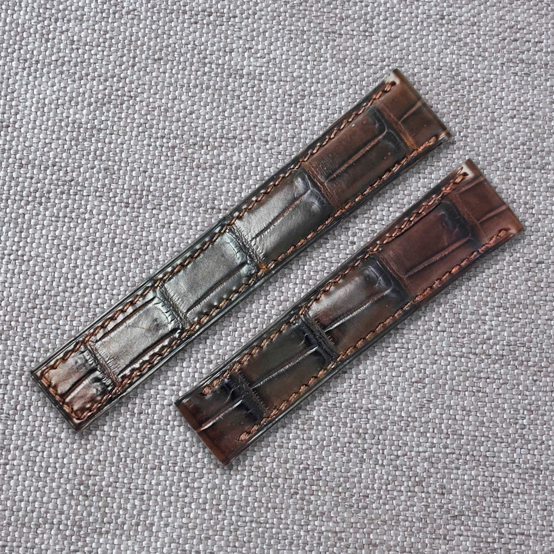 Handmade Brown crocodile alligator watch strap for TAG Heuer, and any watches with deployment clasp. Lug size: 22, 21, 20mm  / Clasp width: 18mm Suitable for Breitling models: Carrera, Aquaracer, Formula 1, Monaco Material: top quality genuine crocodile / alligator leather.